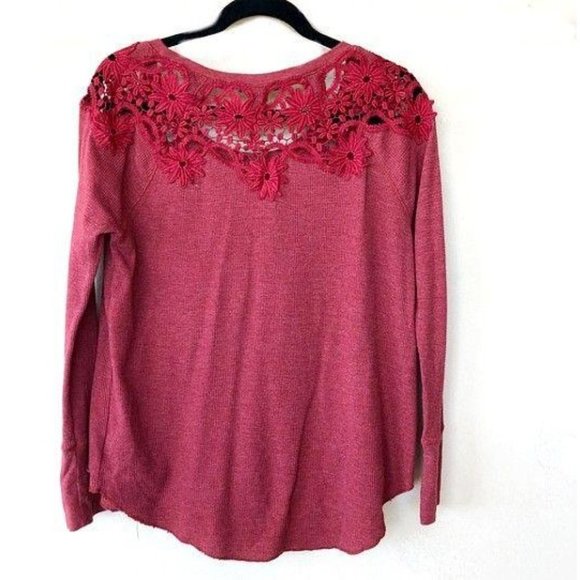 American Eagle Outfitters Women’s Lace Crochet Shoulder Thermal Shirt Top S/P - Picture 3 of 16